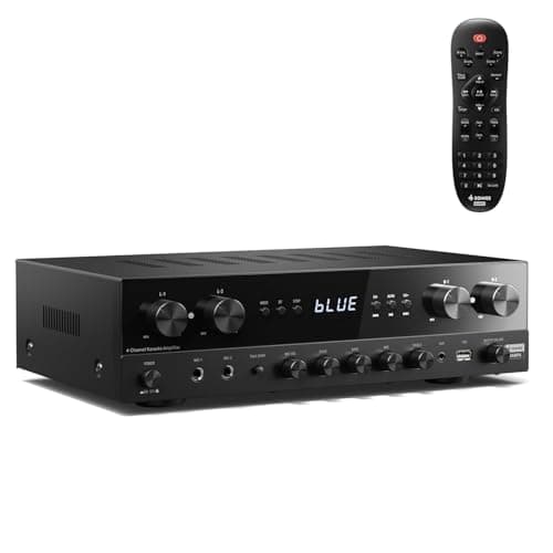 Image of Donner Stereo Receivers Home Audio Amplifier, Premium 1000W Max Power 4 Channel Amplifier with Bluetooth 5.0, USB, FM, 2 Mic-in, Echo, RCA, Fiber/Coaxial Input for Home, Karaoke, Theater Speakers