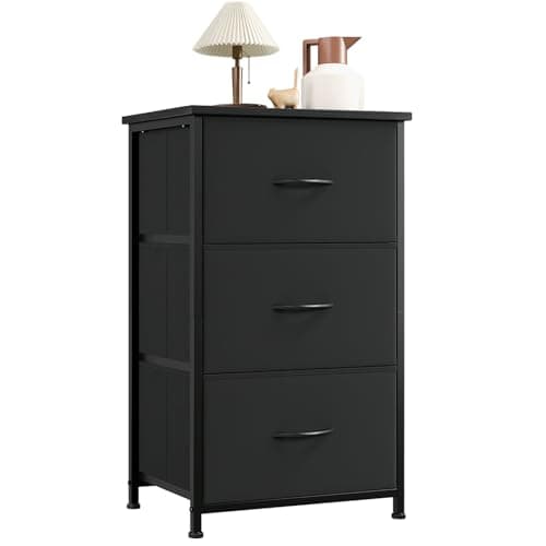 Image of Somdot Chest of Drawers with 3 Drawers, Bedroom Fabric Dresser Storage Organiser for Closet Bedside Living Room Laundry Entryway Hallway, Black