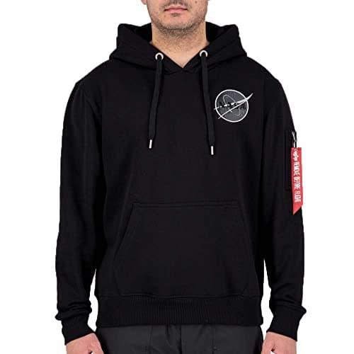 Image of Alpha Industries Dark Side Hooded Sweat for Men Black/Reflective