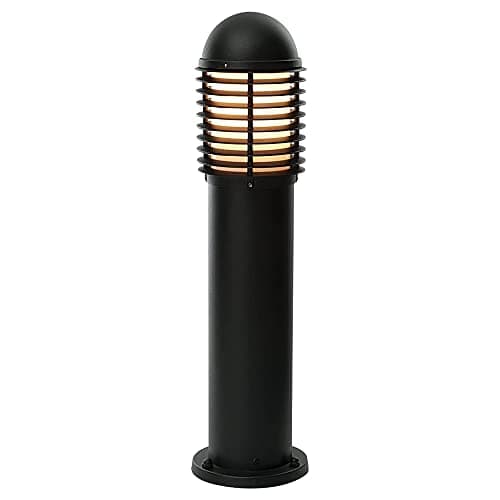 Image of National Lighting IP44 Rated Louvred Bollard Light - 650mm Outdoor Garden Patio Porch Driveway Lights - Black Garden Lamp Post - 9W 240V LED ES E27 (Not Included)