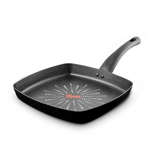 Image of Tower T700307 SmartStart Classic 26cm Aluminium Grill Pan with Easy Clean Aeroglide Non-Stick, Oven Safe, Long Lasting, PFOA Free, Black