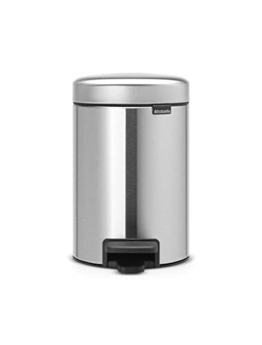 Image of Brabantia 112164 Pedal Bin newIcon with Plastic Inner Bucket, 3 L-Matt Steel Fingerprint Proof