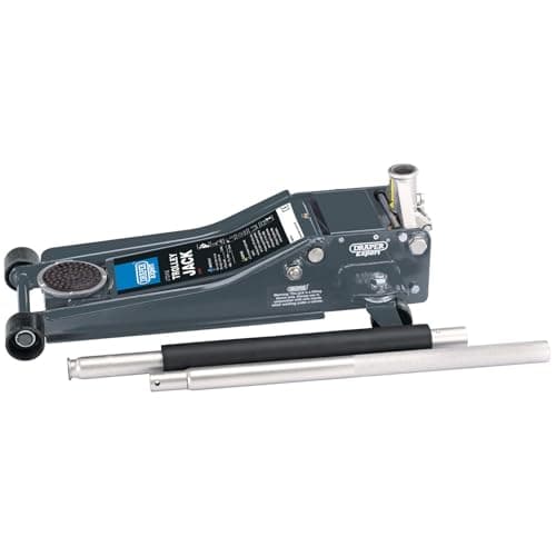 Image of Draper 2 Tonne Car Trolley Jack | Quick Lift Low Profile Hydraulic Car Ramps | 31481, Grey and Black