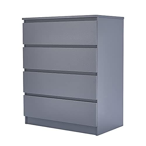 Image of Panana Wooden 3/4/5/6 Chest Of Drawers with Metal Runner Modern Bedroom Bedside Storage Cabinet Unit for Hallway Living Room (Gray, 40D x 70W x 85.6H cm)