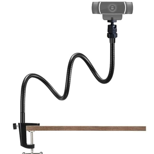 Image of Tencro Adjustable 27" Gooseneck Desktop Webcam Stand Holder Camera Desk Clamp Mount for Logitech Webcam C925e C922x C922 C930e C930 C920 C615 and More (1/4" Threaded)