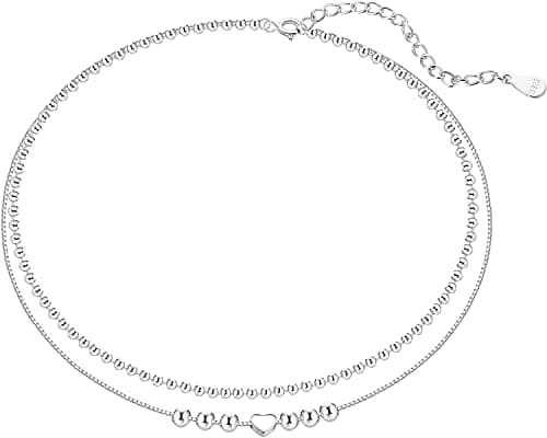 Image of ORAZIO 925 Sterling Silver Ankle Bracelet Multilayer Anklets for Women Heart Round Ball Anklets Adjustable Chain Summer Beach Foot Jewellery Style8