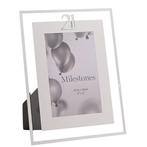 Image of Widdop Milestones Mirror Border Photo Frame Age 21 - Photo Frame For Birthdays - Aperture 6" x 4" - Stylish Design Gift For Birthday Picture Frame