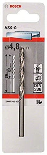 Image of Bosch Professional 1x Metal drill bits HSS-G DIN 338 (for metal, Ø 4.8 x 52 x 86 mm, Accessory Drill Driver)