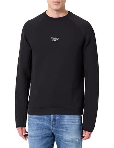 Image of Reebok Men's Cut and Sew Crew Neck Sweatshirt, black, M