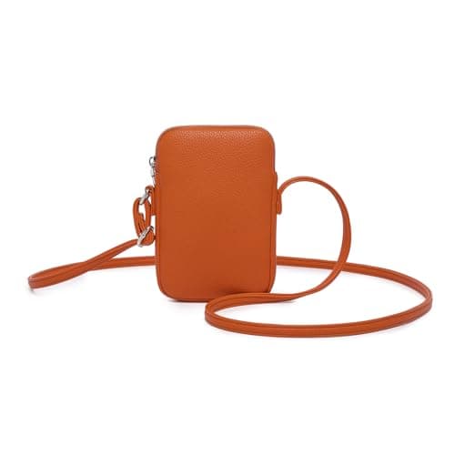 Image of YONBEN PU leather Small Crossbody Purse Zipper Cell Phone Bag Mini Shoulder Purse Wallet Smart Phone, Pu/Vitality Orange