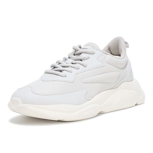 Image of HUGO Men's Running Style Sneakers with Thick Rubber Sole, Frost Grey, 9 UK