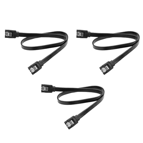 Image of Brilovent 3 Pack SATA Cable III 6Gbps - High Speed Data Transfer for HDD, SSD, CD Drives - Secure Latch, Backwards Compatible, 19.6 Inch, Black