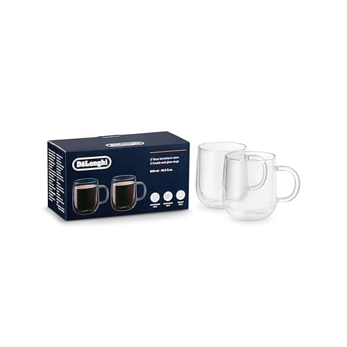 Image of De'Longhi Double Wall Glass Mug, (500ml 16.9oz) Set of 2