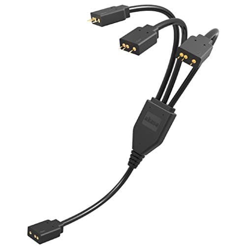 Image of Akasa 3-Pin Addressable RGB LED Splitter and Extension Cable | 1-to-3 aRGB LED Splitter | 3-Pin Connector | 1 Female to 3 Male | 50cm | AK-CBLD07-50BK