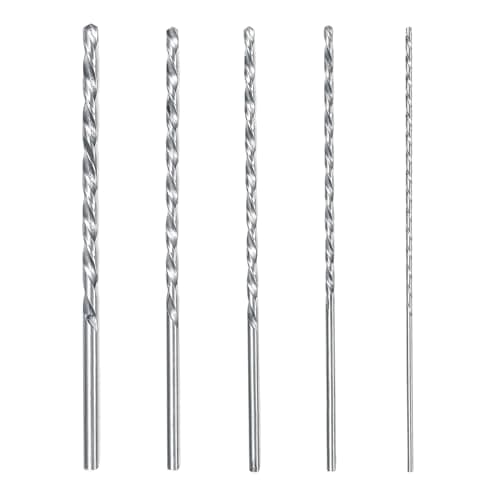 Image of Long Wood Drill Bits, 150 mm High-Speed Steel Long Drill Bits Wood, 2mm 3mm 3.5mm 4mm 5mm Hardness Spiral Wood Drill Bit Straight Shank Set for Drilling Tool