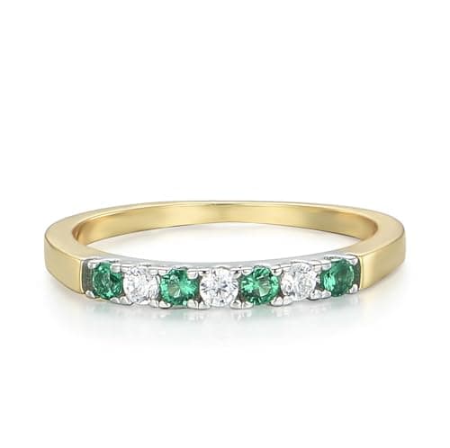 Image of 18 Carat Gold Vermeil on 925 Silver 7 Stone Emerald & White Sapphire Eternity Ring Sizes K to U (S)