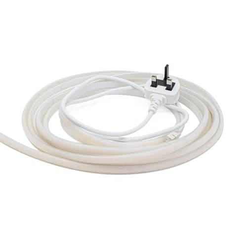 Image of G.W.S® 1M Warm White 3000K AC 220V-240V Seamless LED COB Strip Light with Standard UK Plug, IP65 Waterproof, Cuttable Every 10CM