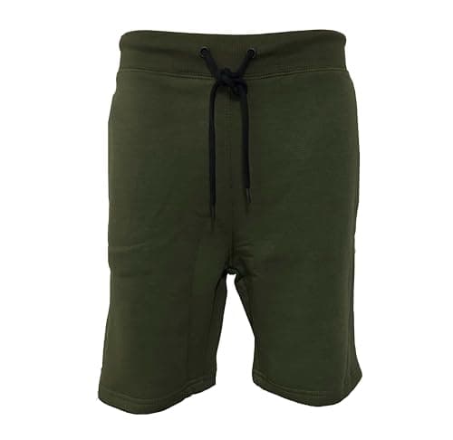 Image of Meet AI Muse Men's Fleece Short Athletic Sweat Shorts, Olive Green, Drawstring Waist, Cotton Blend Olive S - 2XL (UK, Alpha, L, Regular, Regular, Olive)
