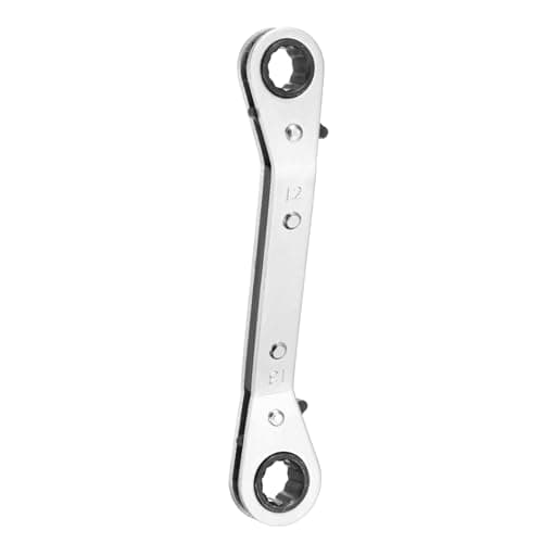 Image of sourcing map Double Box End Reversible Ratcheting Wrench 12mm x 13mm CR-V Steel 25 Degrees Metric Double Head 12-Point 24-Teeth Adjustable Ratchet Gear Socket Spanner, Silver Grey