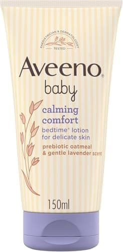 Image of Aveeno Baby Calming Comfort Bedtime Lotion (1 x 150ml), Calming Lavender Scent & Prebiotic Oatmeal Baby Lotion, Gentle Formula, Hydrates and Helps Protect Delicate Skin, Moisturises Skin for 24 Hours