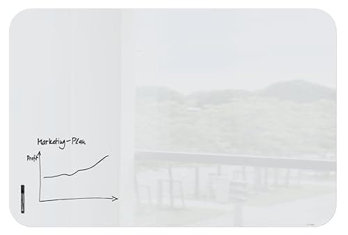 Image of SIGEL GL306 Magnetic Glass Board Artverum, Rounded Corners, White, 180 x 120 cm, Safety Glass, Easy mounting