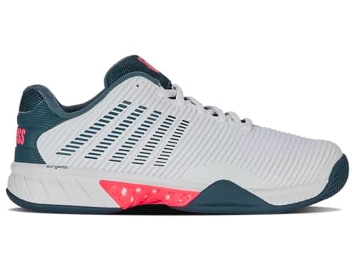 Image of K-Swiss Men's Hypercourt Express 2 Tennis Shoe, White/Stargazer/Neon Blaze, 7 UK