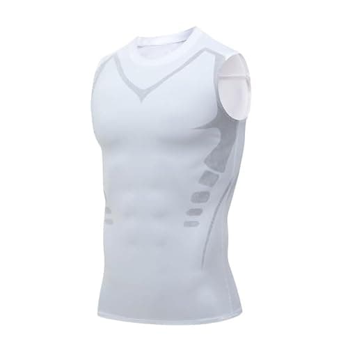 Image of HDAKDDHG Men's Athletic Compression Shirts Sleeveless Tank Top Running Basketball Workout Base Layer-L White