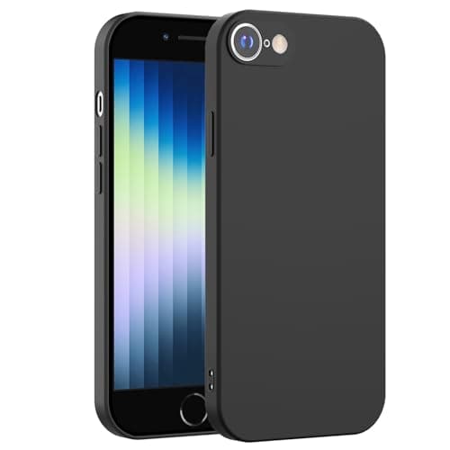 Image of Honara Silicone Case for iPhone 7/iPhone 8 /iPhone SE, Full Camera Protection, Slim Liquid Silicone Phone Bumper Cover, Soft Touch, Antiskid, Drop-Resistant, Anti-Scratch Cases (Black)