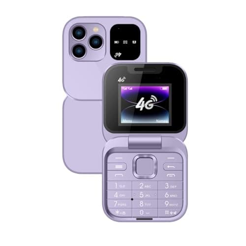 Image of Tosuny 4G LTE Flip Phone Unlcoked, 4G Mini Flip Phone for Seniors, Loud Speaker, Dual SIM Slot, 1.77 Inch Screen, One Click Dialing, Bluetooth, FM Radio, 1000mAh Battery (Purple)