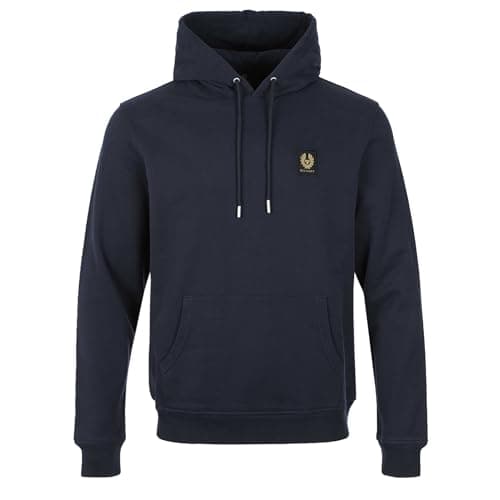 Image of Belstaff Cotton Fleece Hoodie Colour : Navy, Size : MEDIUM