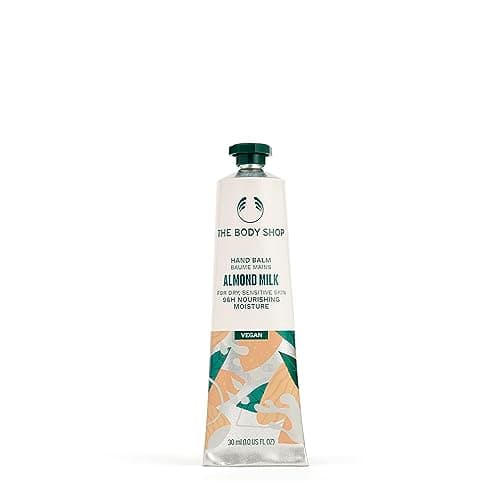 Image of The Body Shop Almond Milk Hand Balm (1x 30ml), Vegan Hand Cream Suitable for Dry Hands, Shea Butter Hand Cream, Fast-Absorbing Mini Hand Moisturiser