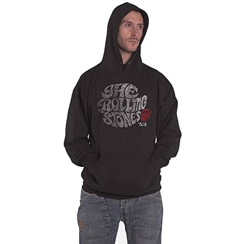 Image of The Rolling Stones Hoodie Swirl 1982 Band Logo Official Mens Black Pullover M