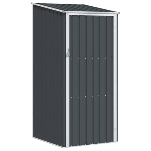 Image of vidaXL Garden Shed in Anthracite - Galvanised Steel Storage Unit for Garden Tools and Furniture, With Rainwater Drainage Design and 87x98x159 cm Dimension