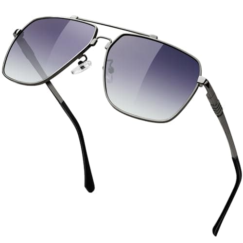 Image of KANASTAL Gradient Black Sunglasses Mens Womens Polarised Square Large Ladies Titanium Metal Road Trips Fishing Running UV Protection - Gradient Grey