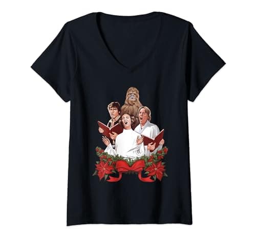 Image of Star Wars Christmas Jedi Carols V-Neck T-Shirt