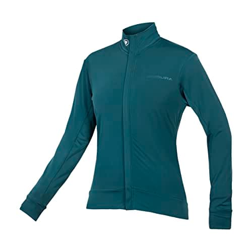 Image of Endura Women's Xtract Roubaix Longsleeve Cycling Jersey | Water Repellent | Wicking | Reflective Trim Jersey, Deep Teal, M