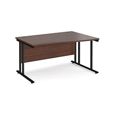 Image of Mr Office Maestro 25 right hand wave desk - black cantilever leg, Walnut, 1400
