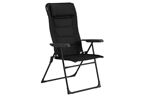 Image of Vango Hampton DLX Reclining Camping Chair – 7-Position Adjustable Padded Lounger with Steel Frame, DuoWeave Fabric, Headrest/Lumbar Support – For Campsite, Caravan & Garden (140kg Max Load)