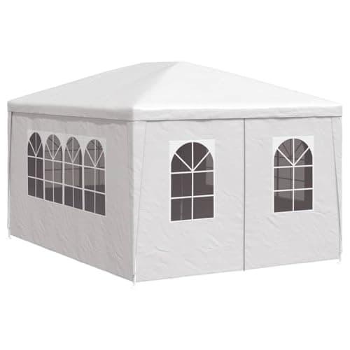Image of vidaXL Party Tent - UV and Water- Garden Marquee with Steel Frame, Decorative Windows, and Zip Door - White, 4x3m