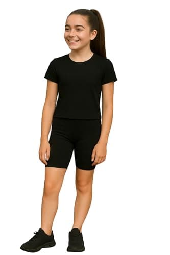 Image of PopCouture Girls Premium Activewear Gymnastics Sports Cycling Shorts Black 2-3 Years