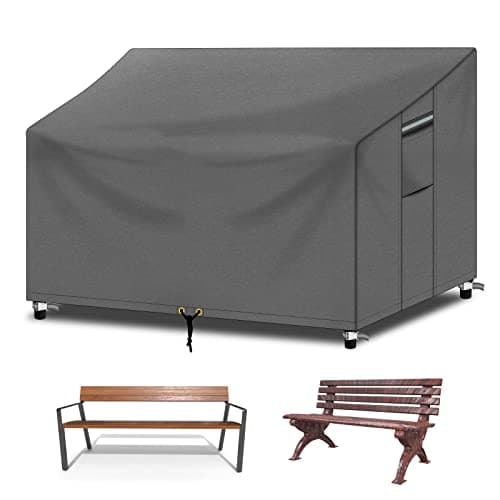 Image of RICHIE Bench Covers Waterproof 2 Seater with Air vent, Windproof Anti-UV Tear-proof Heavy-duty 600D Oxford Fabric and PVC Lining, 2 seater Outdoor Bench Cover Sofa Cover (134x66x63/89cm) - Grey