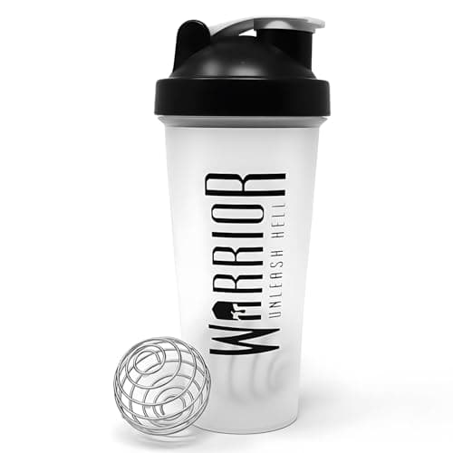 Image of Warrior Protein Shaker Bottle, 600ml with Wire Mixball Blender – Leakproof Clear Gym Bottle for Mixing Whey Protein Shake, Smoothies, Milkshake, Juice, Supplement Drinks – BPA Free, Dishwasher Safe