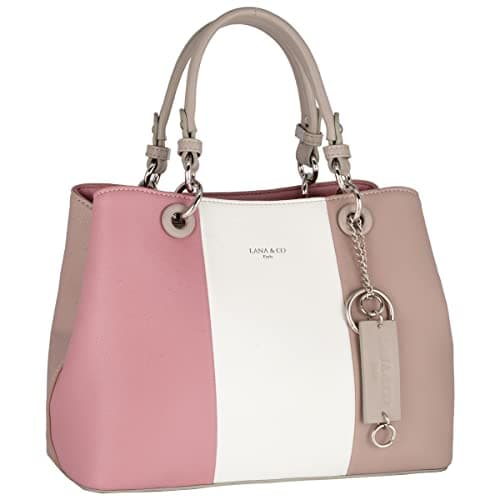 Image of CRAZYCHIC - Women's Multi Coloured Handbag - Top Handle Bag PU Leather Patchwork - Ladies Multiple Pockets 3 Compartments Tote Bag - Shoulder Crossbody Bag - City Fashion Bag - Pink
