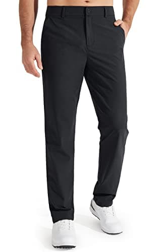 Image of Libin Golf Trousers for Men Slim Fit Chinos Pants 30" Stretch Quick Dry Lightweight Business Casual Pants for Men Comfy Waterproof Black 32W x 30L