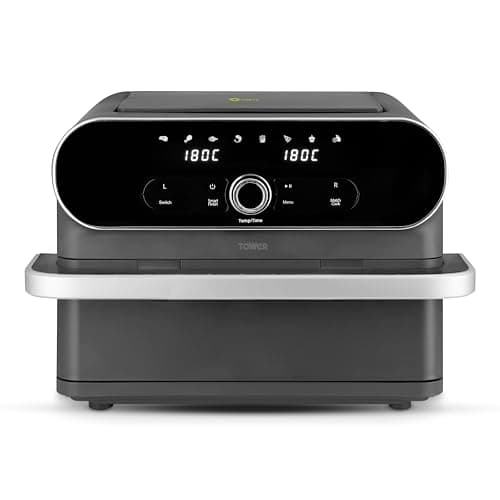Image of Tower T17200 Elite Flexi-Drawer Air Fryer with Divider, Vortx Cooking Technology, Digital Control Panel, 8 Cooking Presets, 1700W, Graphite