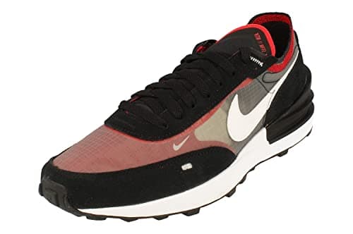 Image of NIKE Waffle One SE Mens Trainers DD8014 Sneakers Shoes (UK 6 US 7 EU 40, Black White Sport red 001)