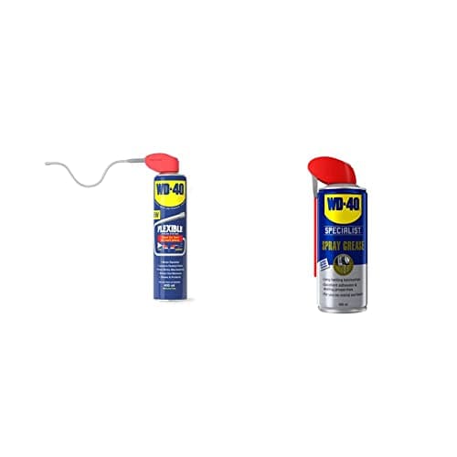 Image of WD-40 Multi-Use Product Flexible Metal Straw 400ml & Specialist Spray Grease - Long Lasting High Performance Lubrication and Corrosion Protection for Metal Surfaces