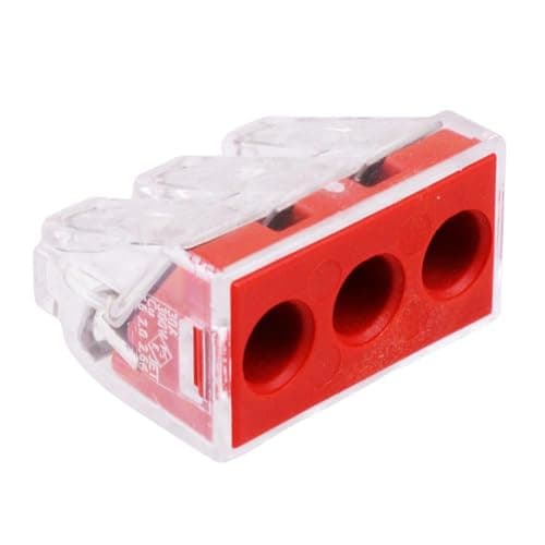 Image of Wago 773-173 Red 3-Way Push Connectors 6mm² 41A 400V Pack of 5
