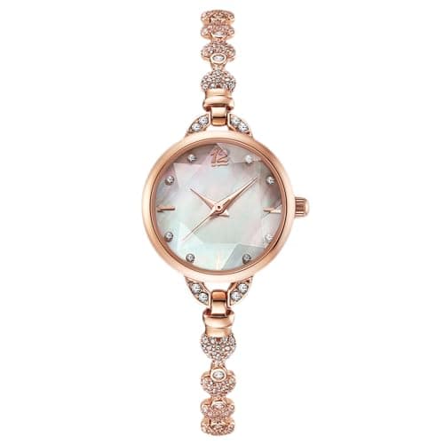 Image of RORIOS Women's Bracelet Watch - Elegant Diamond Analogue Quartz Wristwatch With Waterproof Stainless Steel Band