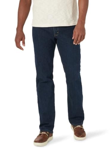 Image of Wrangler Authentics Men's Regular Fit Comfort Flex Waist Jean, Dark Indigo, 32W / 30L